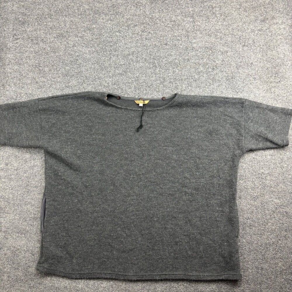 Windhorse Sweater Women's O/S Gray Knit Short Sleeve Pullover Pocket Relaxed